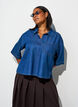 Chemisier en jean avec poche poitrine et manches coude, Bleu, Model image number 3