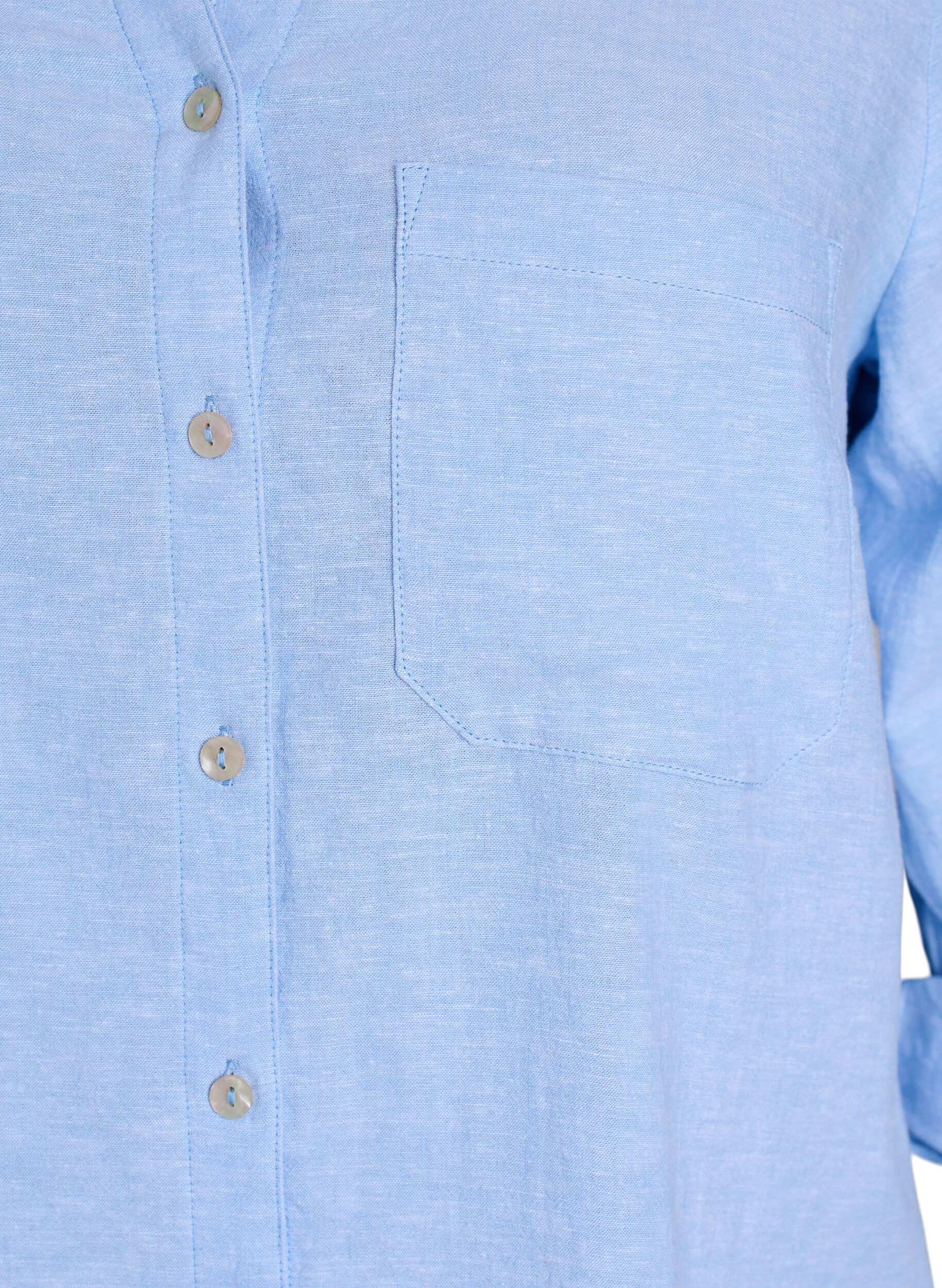 ZizziChemise en lin et viscose avec manches 3/4, Bleu, Packshot image number 2