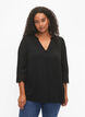 Chemise en viscose avec décolleté en V, Black, Model image number 0