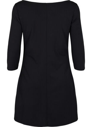 Robe avec drapé et manches 3/4, Black, Packshot image number 1