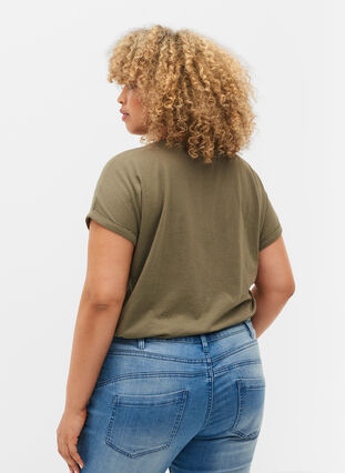 T-shirt à manches courtes en mélange de coton, Dusty Olive, Model image number 1