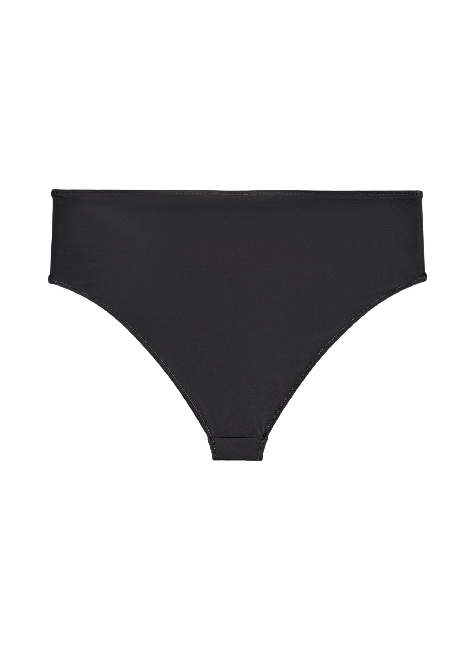 ZizziBas de bikini Tai taille haute avec d&eacute;tail dor&eacute;, Noir, Packshot image number 1
