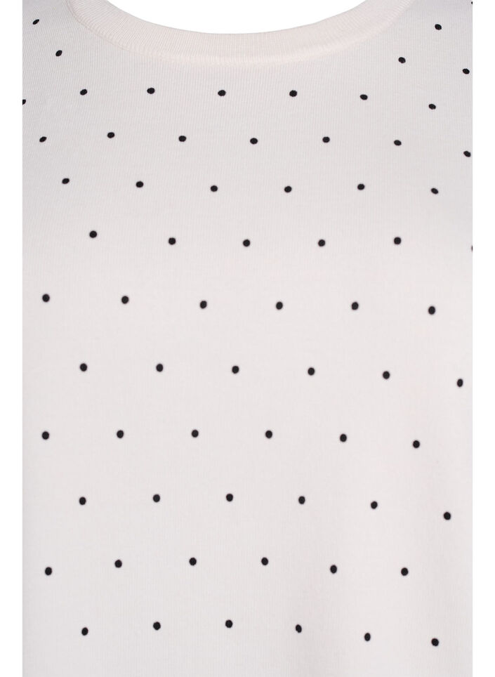 Top en maille &agrave; pois et manches courtes, Blanc, Packshot image number 2