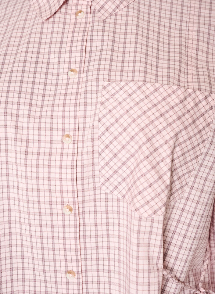 Chemise ample &agrave; carreaux avec ceinture &agrave; nouer, Rose, Packshot image number 2