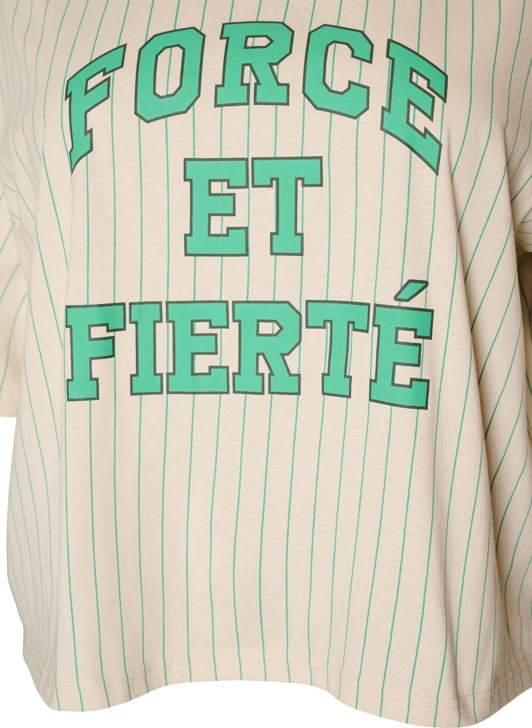 ZizziT-shirt boxy &agrave; rayures avec imprim&eacute; statement, Vanille, Packshot image number 2