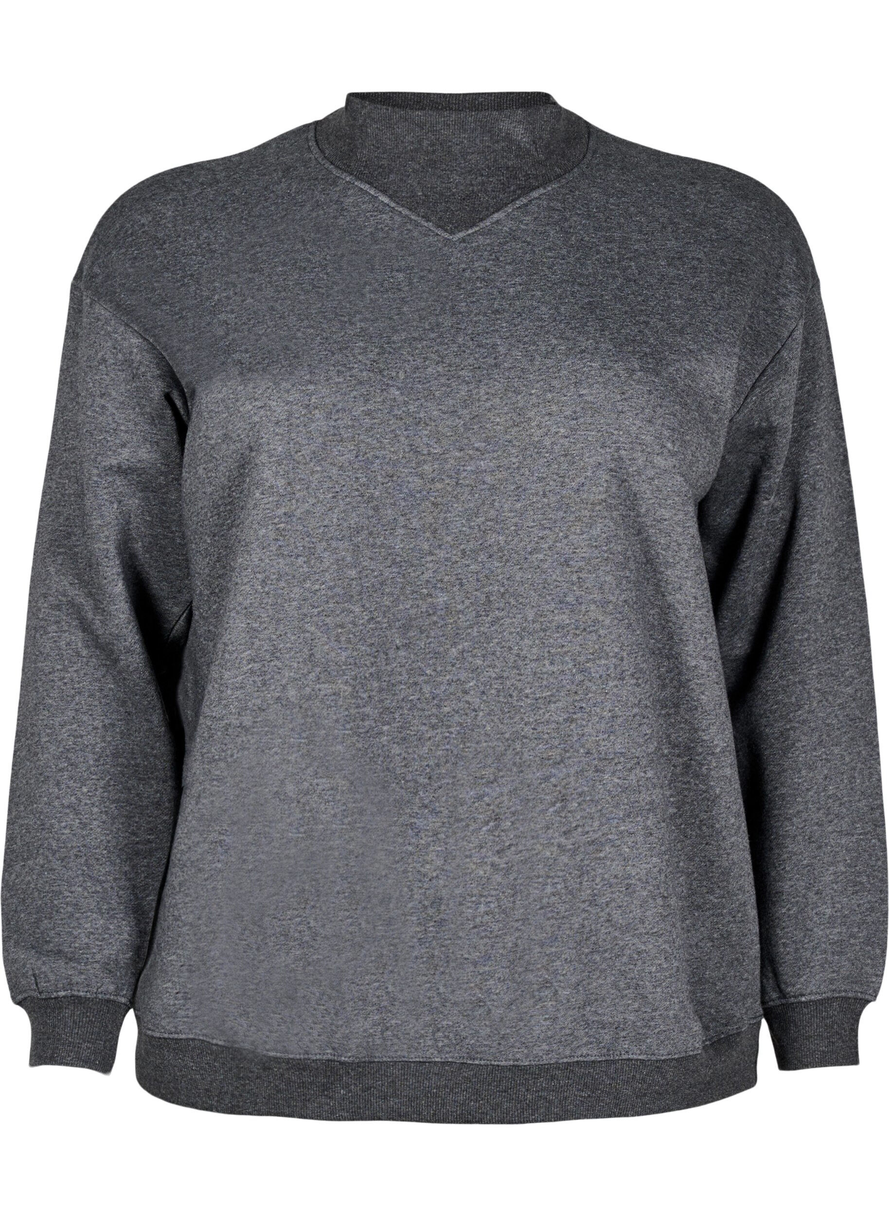 Zizzi Sweatshirt &agrave; col montant et manches longues, Gris anthracite, Packshot image number 0