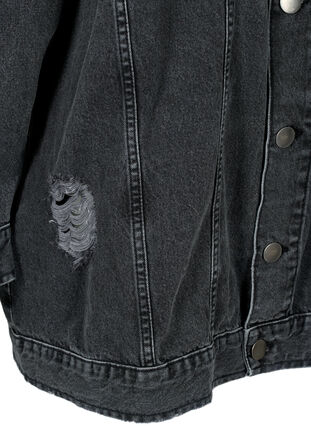 Veste en jean ample avec détails de fente, Dark Grey Denim, Packshot image number 3