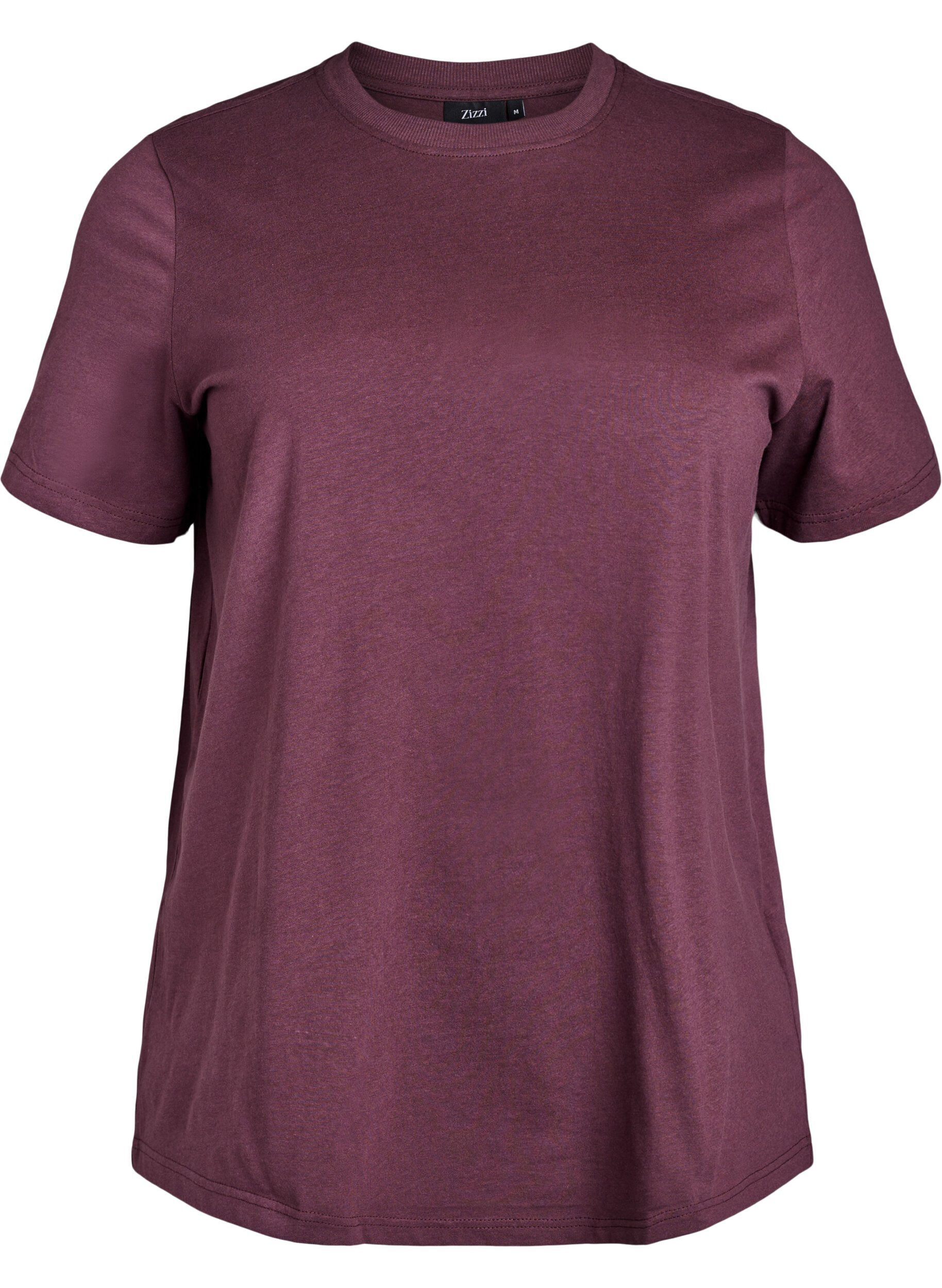 ZizziT-shirt basique en coton &agrave; col rond, Bordeaux fonc&eacute;, Packshot image number 0