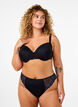 String microfibre avec dentelle, Black w Blue, Model image number 0