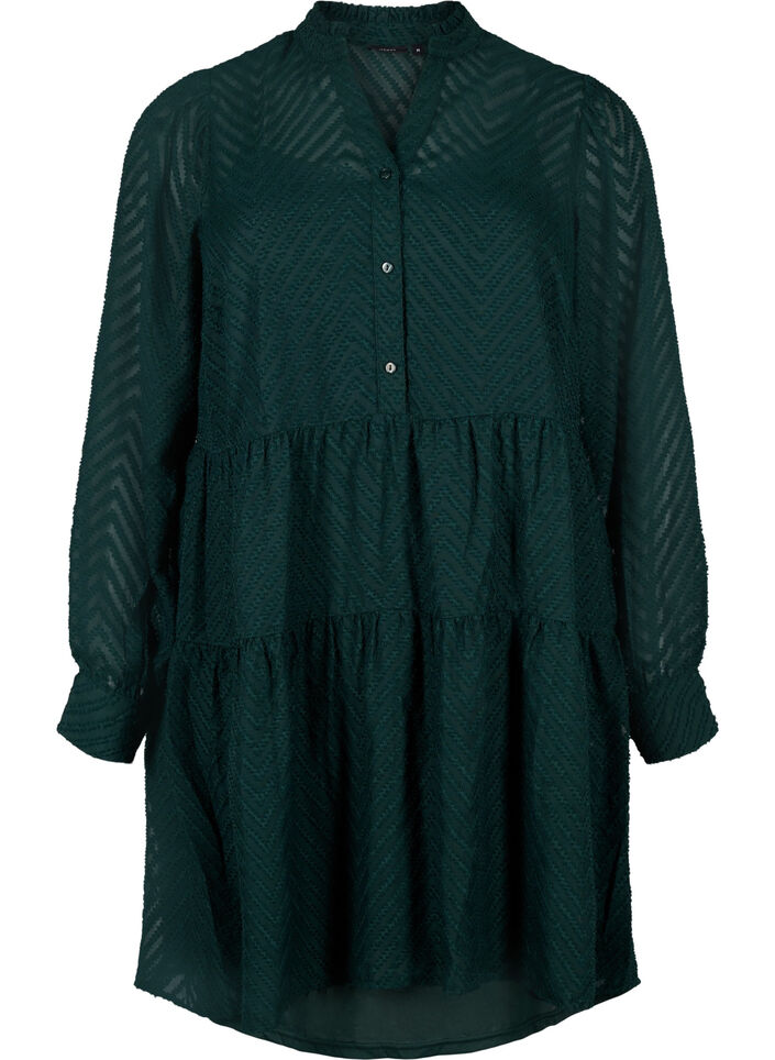 Robe courte texturée avec un col à volants, Scarab, Packshot image number 0