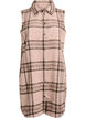 Gilet long à carreaux en tissu brossé, Beige, Packshot image number 0