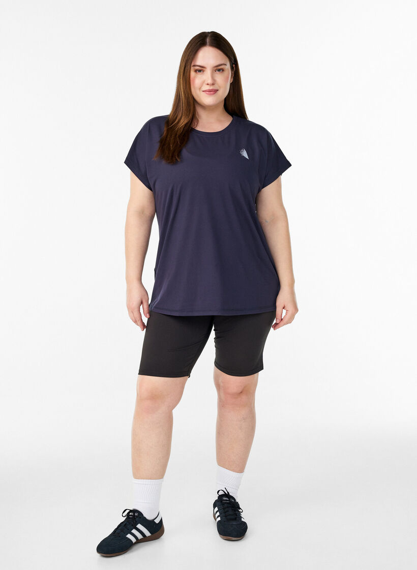 T-shirt de sport couleur unie, Bleu, Model image number 1