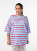 T-shirt oversize &agrave; rayures et manches 1/2, Bleu Clair, Model image number 0