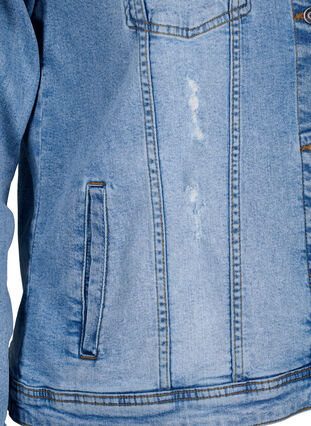 Veste courte en jean en coton, Light blue denim, Packshot image number 3