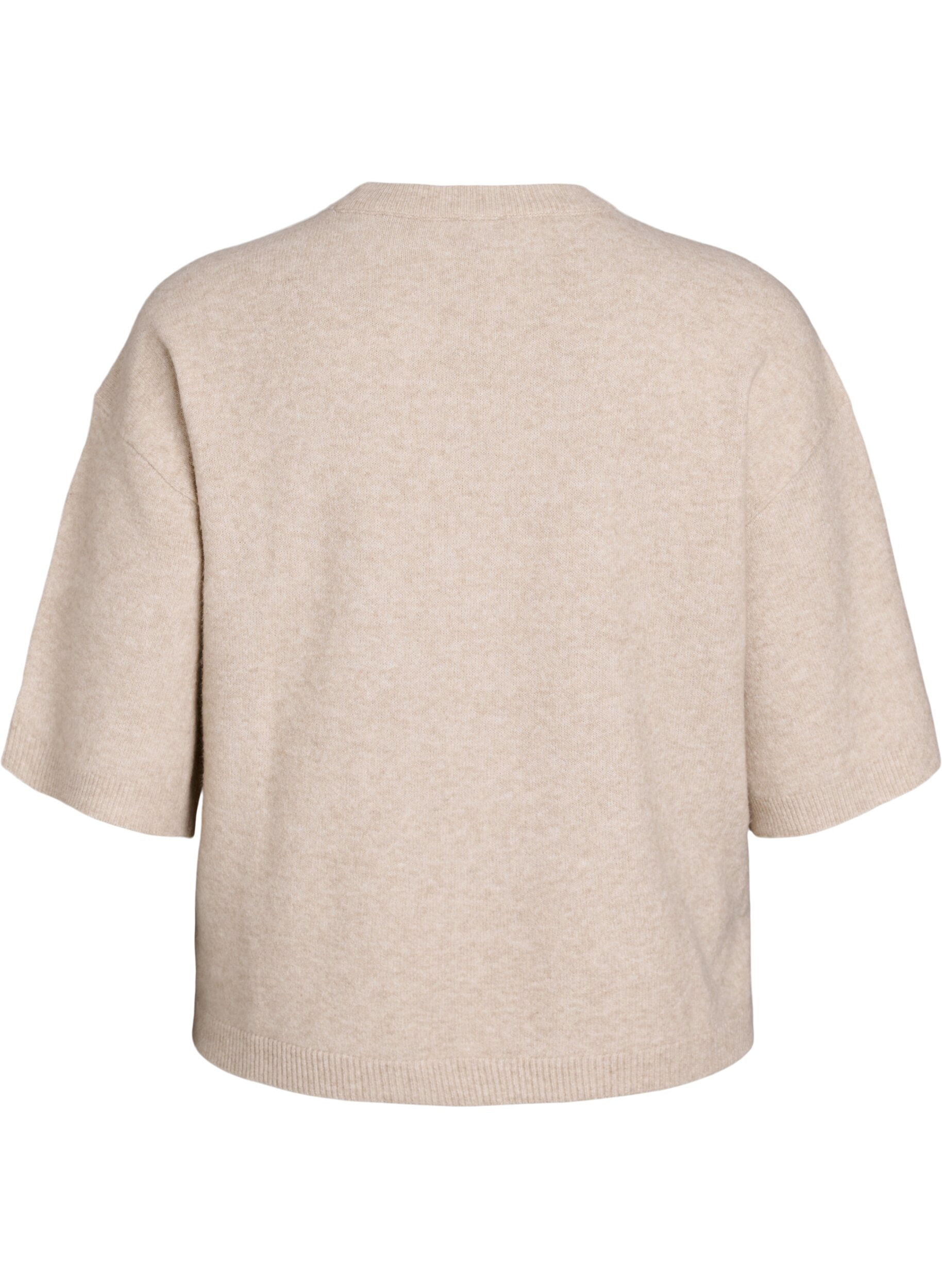 ZizziChemisier tricot&eacute; ample &agrave; manches courtes, Beige, Packshot image number 1