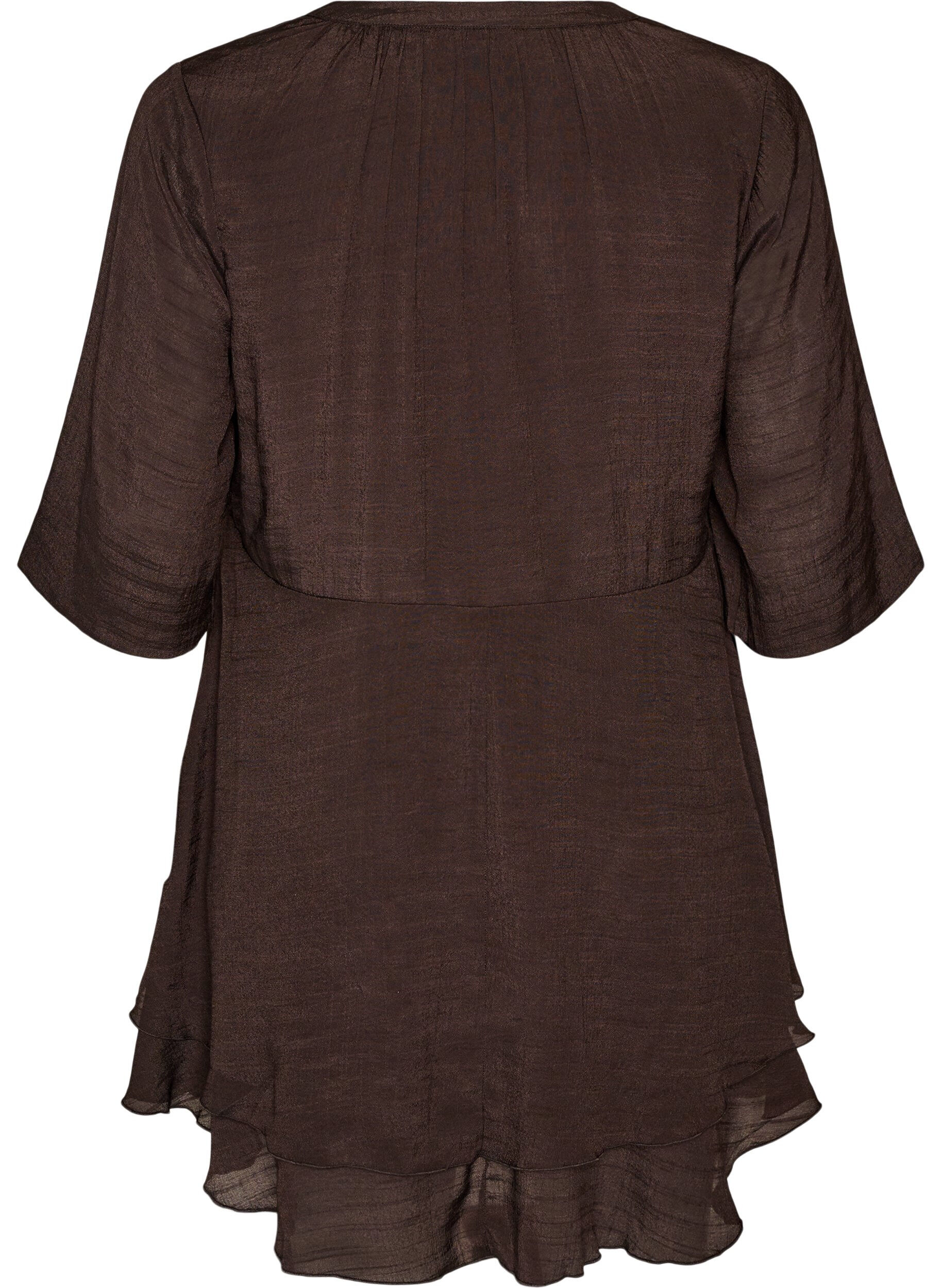 ZizziRobe coupe &eacute;vas&eacute;e avec volants &eacute;tag&eacute;s, Marron, Packshot image number 1
