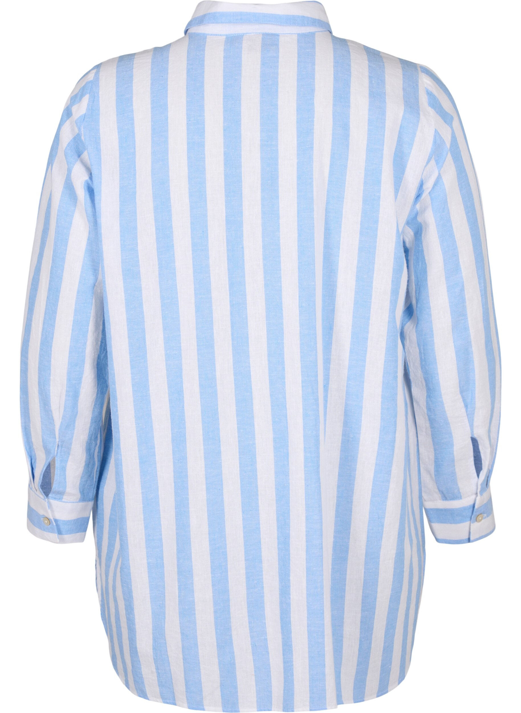 Zizzi Chemise longue en lin et en coton, Blue White Stripe, Packshot image number 1