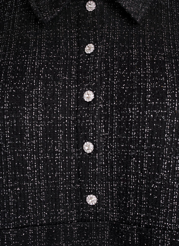 Robe courte en boucl&eacute; avec boutons d&eacute;coratifs, Noir, Packshot image number 2
