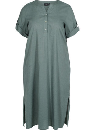 Robe chemise longue à manches courtes, Balsam Green, Packshot image number 0