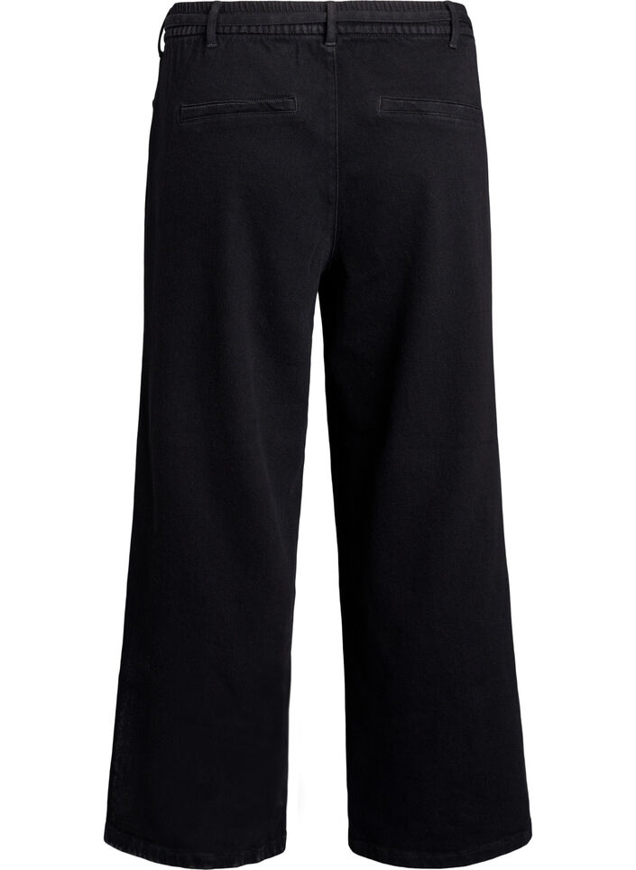 Jean ample &agrave; ceinture &eacute;lastique et cordon de serrage, Noir, Packshot