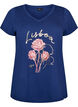 T-shirt en coton avec imprim&eacute; sur le devant et col en V, 1447, Packshot image number 0