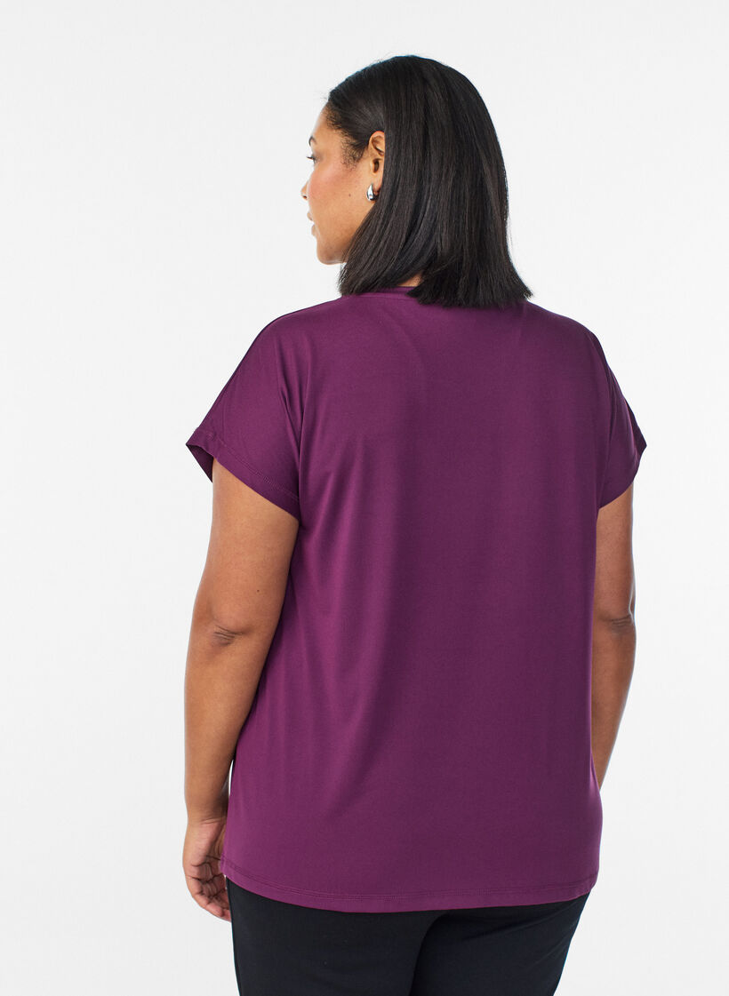 T-shirt de sport couleur unie, Violet, Model image number 2
