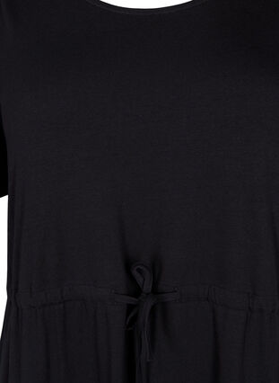 Robe midi en coton à manches courtes, Black Solid, Packshot image number 2