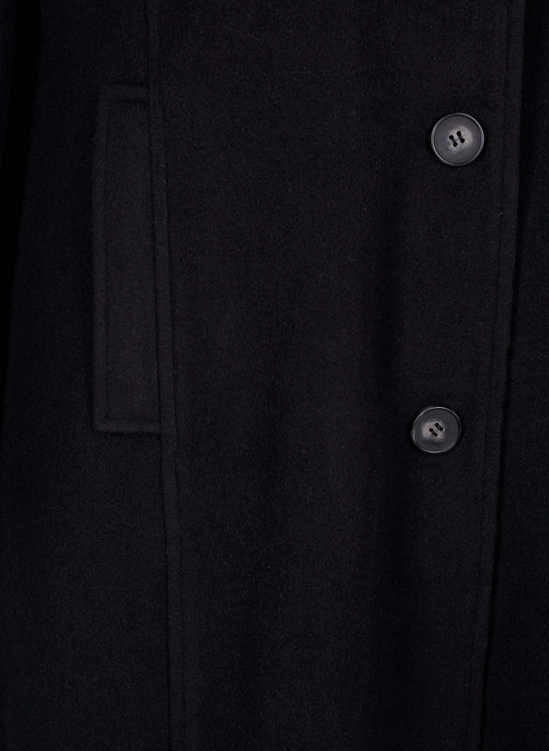 Zizzi Manteau long en laine avec des poches, Black, Packshot image number 3
