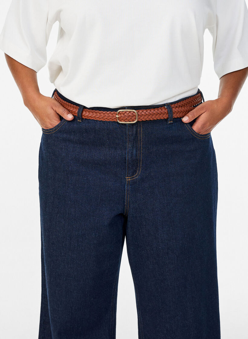 Ceinture tress&eacute;e en similicuir, Marron, Model image number 0