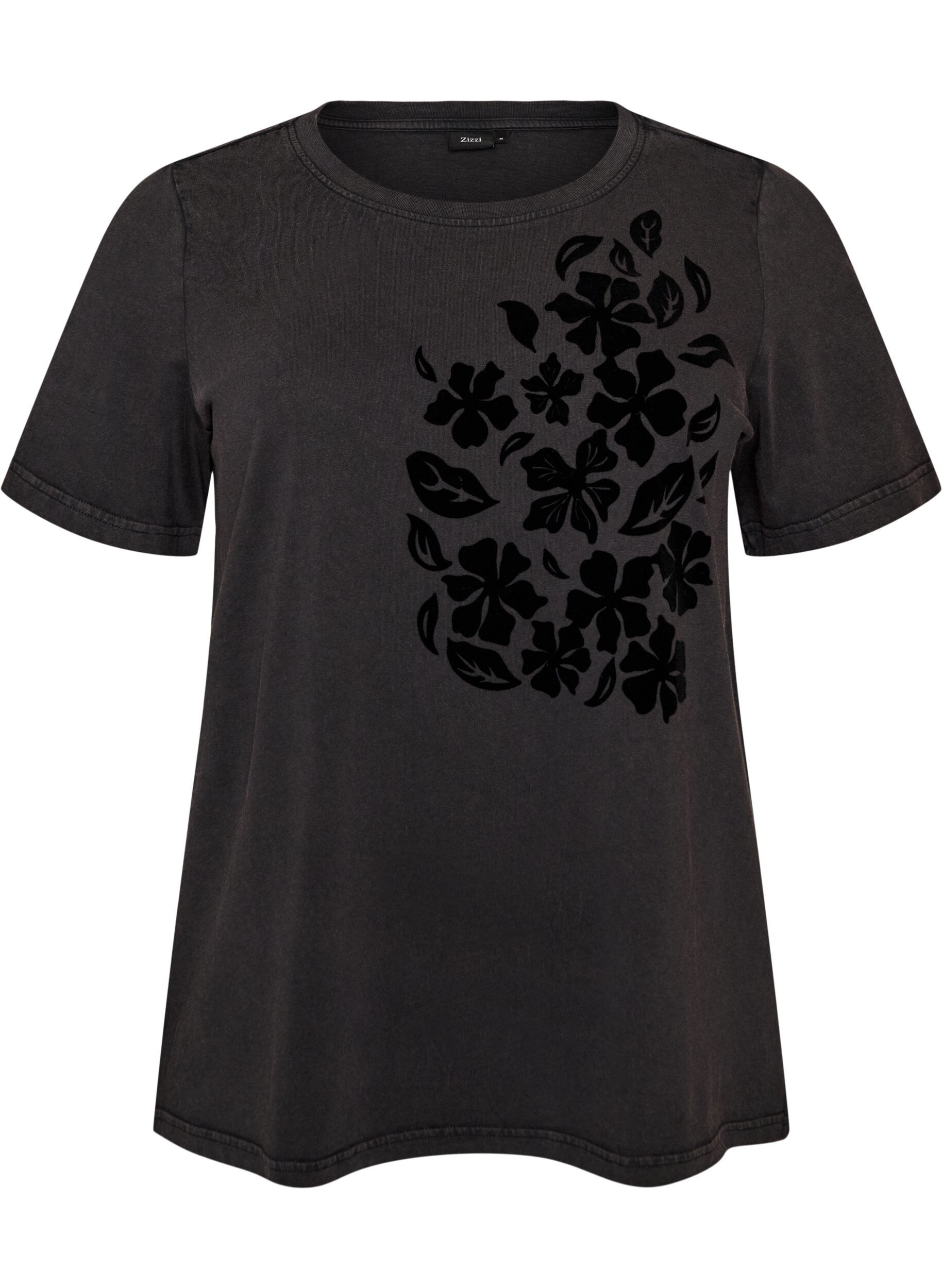 ZizziT-shirt en coton bio avec imprim&eacute;, Gris anthracite, Packshot image number 0