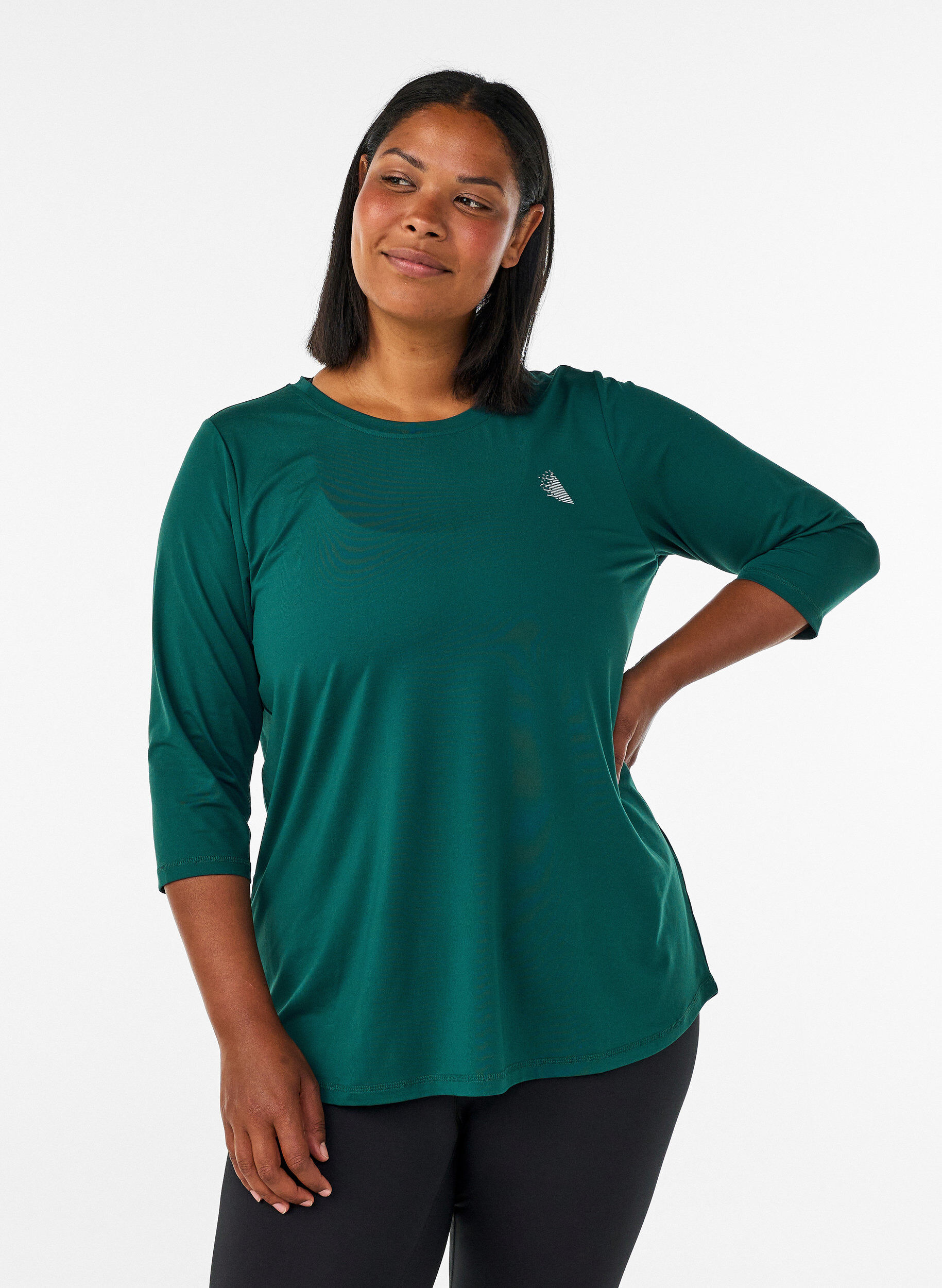 ZizziSports top with 3/4 sleeves, Vert fonc&eacute;, Model image number 0