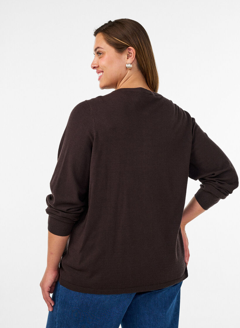 Cardigan avec des boutons ronds, Marron, Model image number 2