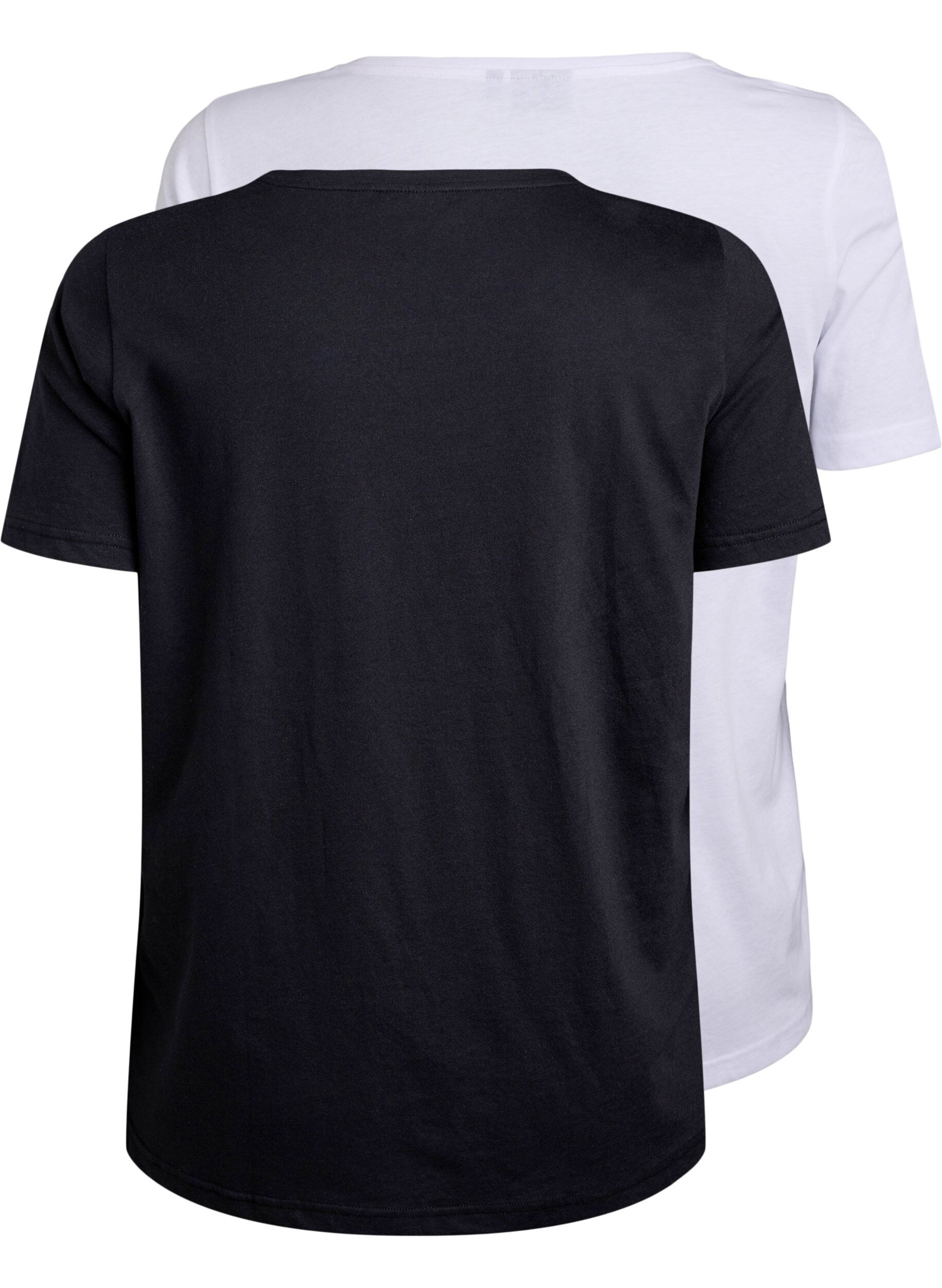 Zizzi FLASH - Lot de 2 t-shirts &agrave; col rond, Black/White, Packshot image number 1