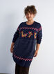 Robe courte en maille avec motif de No&euml;l, Bleu, Model image number 0