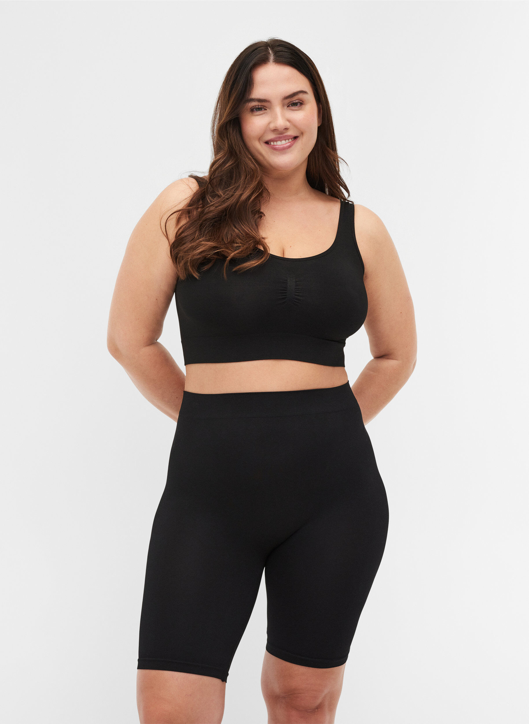 Zizzi Short sans coutures , Black, Model image number 0