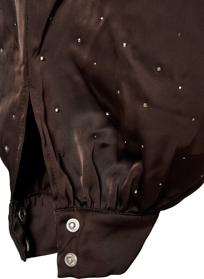Pantalon ballon en satin avec strass, Marron, Packshot image number 3