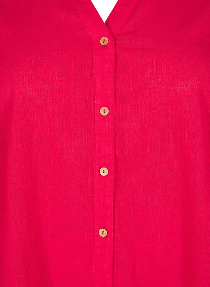 Chemisier en coton avec un col en V, Rouge, Packshot image number 2
