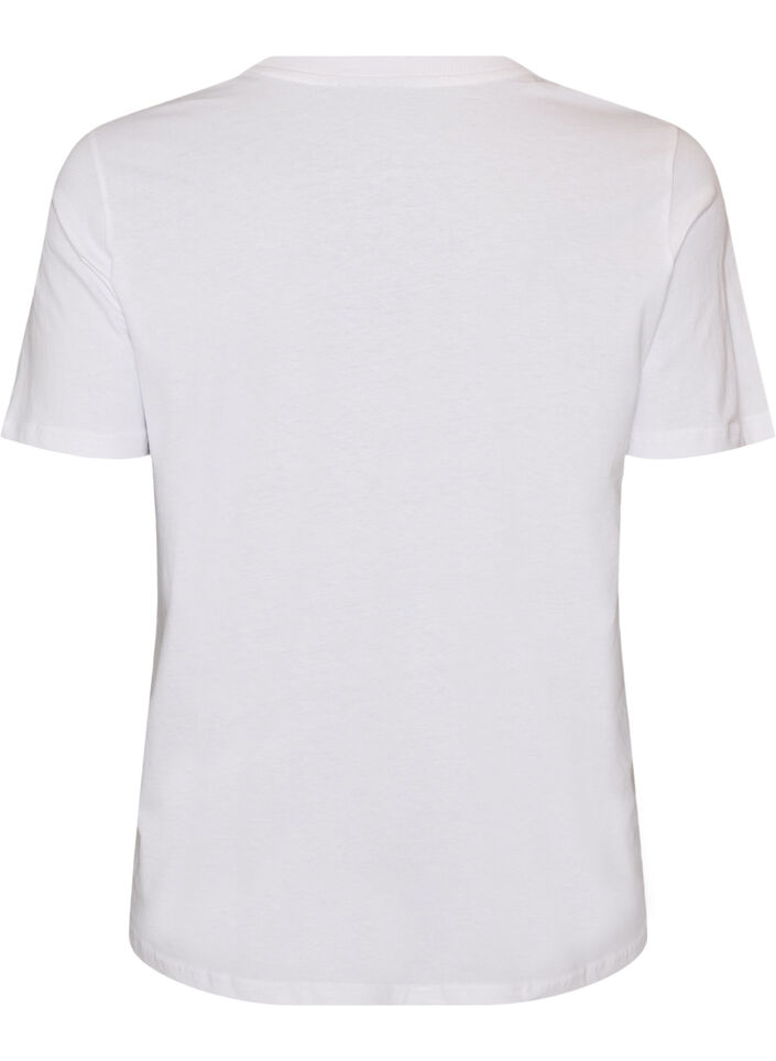 T-shirt en coton avec imprim&eacute;, Blanc, Packshot