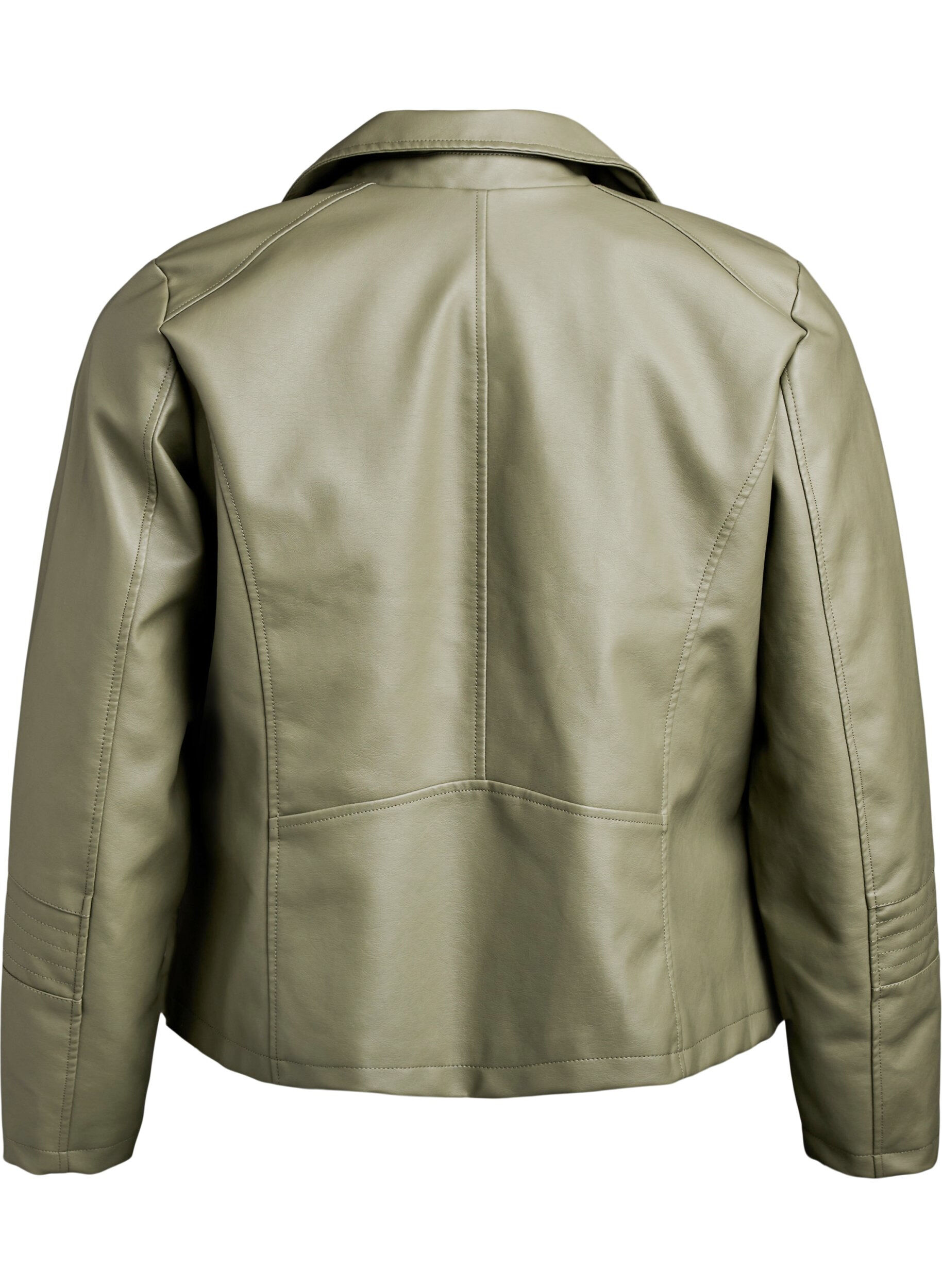 Zizzi Veste biker en similicuir, Vert fonc&eacute;, Packshot image number 1