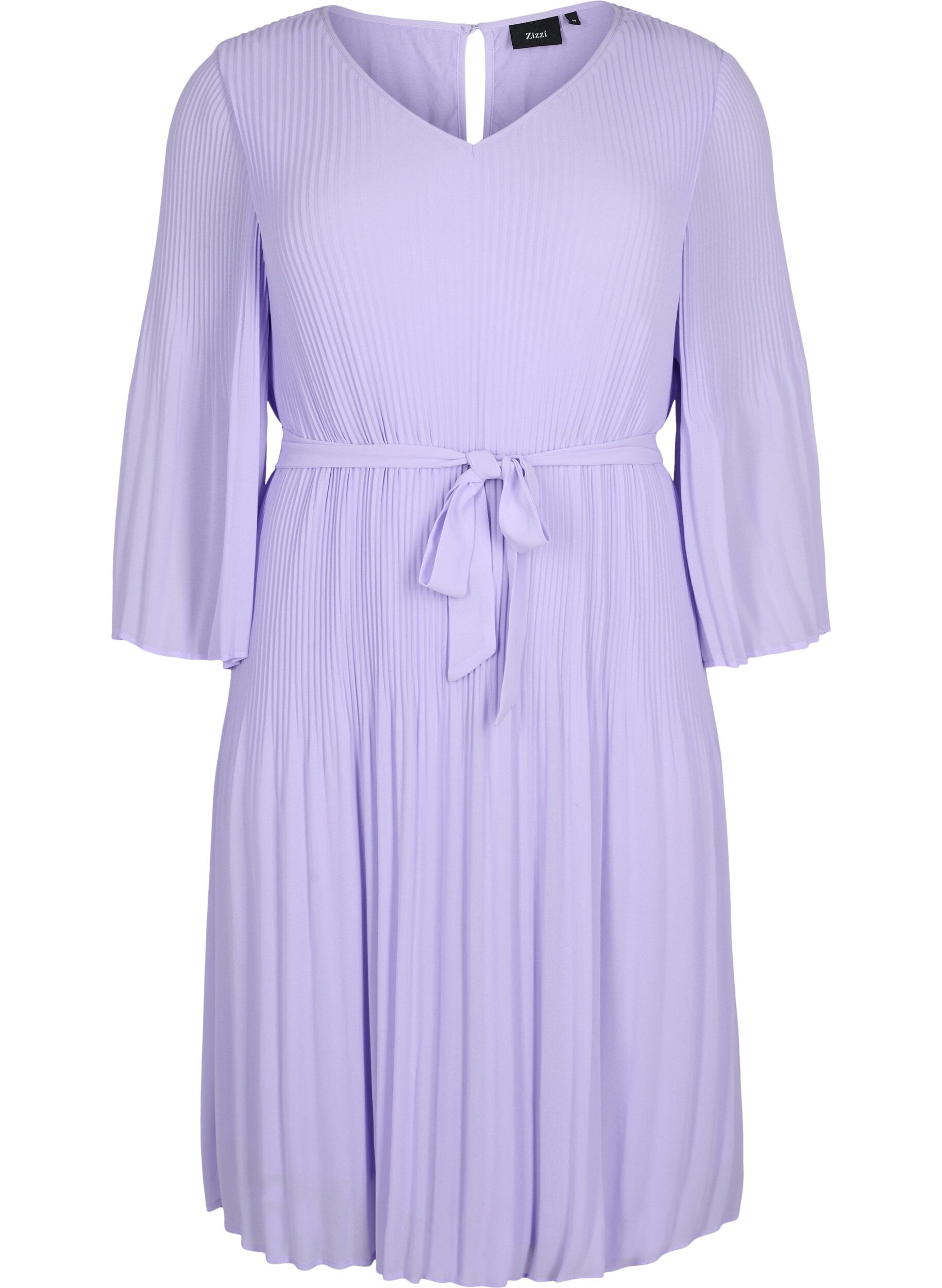 Zizzi Robe pliss&eacute;e &agrave; manches 3/4, Lavender, Packshot image number 0