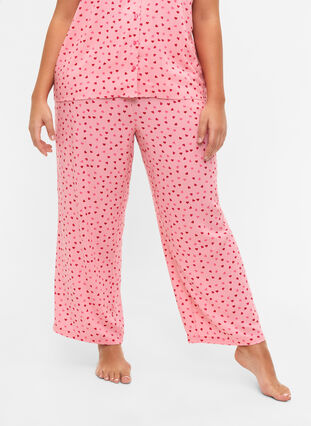 Pantalon ample en viscose imprimé , Pink Icing W. hearts, Model image number 2
