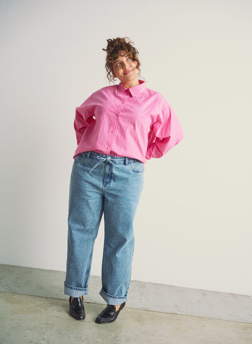 Jean &agrave; coupe droite et &agrave; ceinture &agrave; nouer, Bleu Clair, Image image number 0