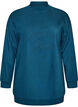 Sweat-shirt long &agrave; col montant et texte brod&eacute;, Bleu, Packshot image number 0