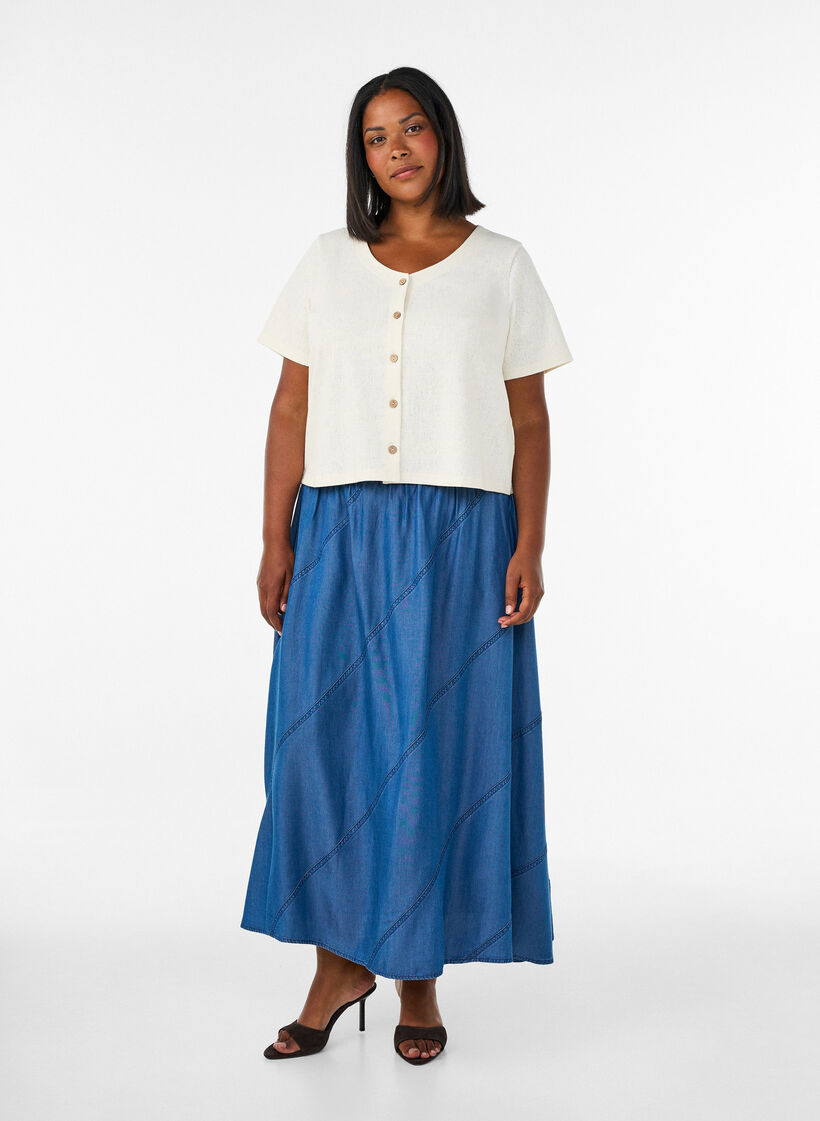 Jupe longue aspect denim en TENCEL&trade; Lyocell, Bleu, Model image number 0