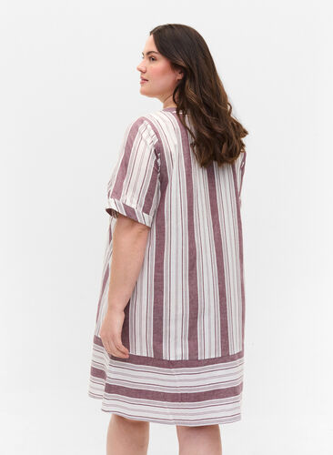 Robe en coton rayée à manches courtes, Vineyard Wine Stripe, Model image number 1