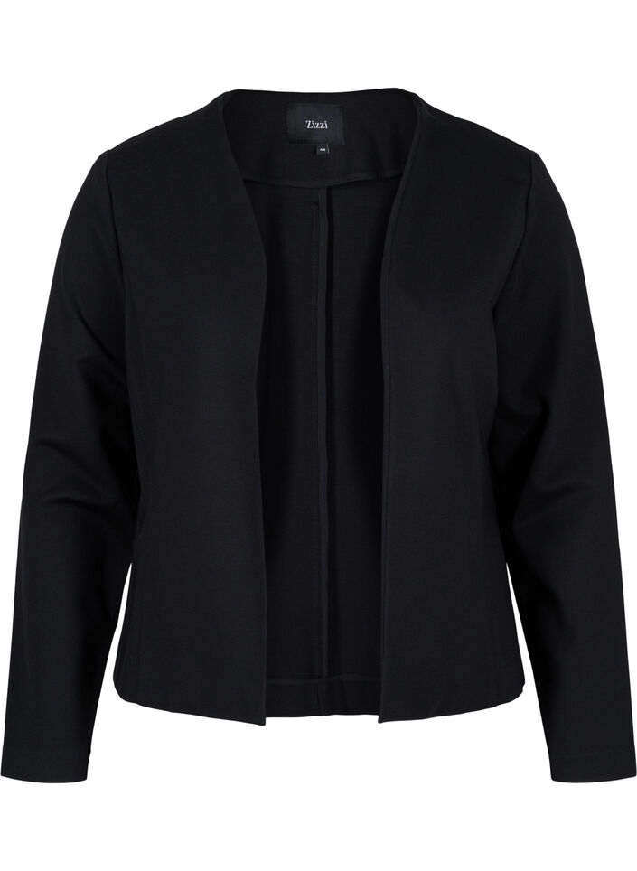 Blazer court ouvert de couleur unie, Black, Packshot image number 0