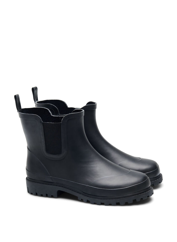Bottes en caoutchouc à largeur courte et ajustée, Black, Packshot image number 1