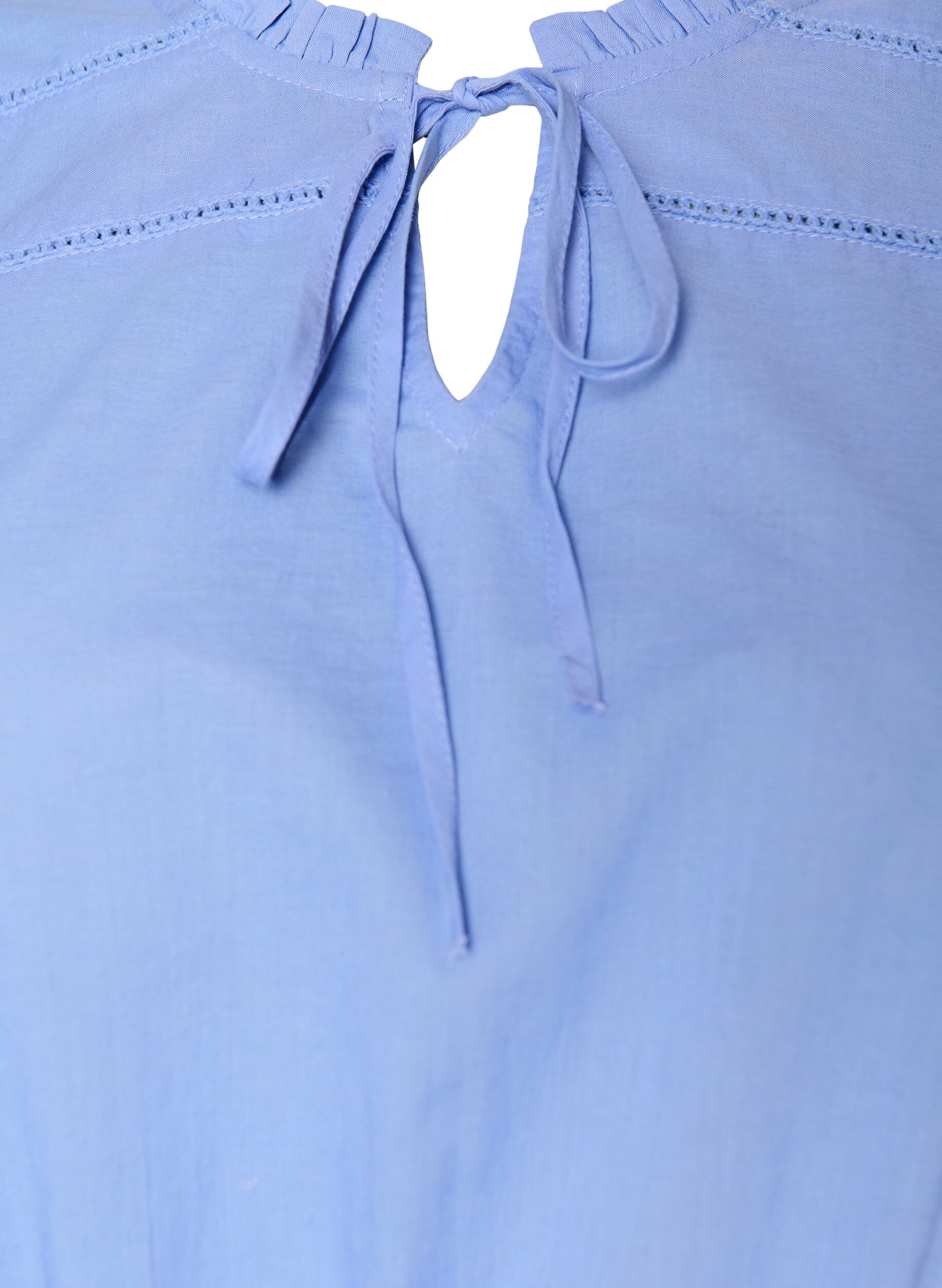 ZizziBlouse en coton avec lien &agrave; nouer et taille &eacute;lastiqu&eacute;e, Bleu, Packshot image number 2
