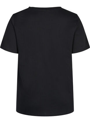 T-shirt avec imprimé en coton biologique, Black, Packshot image number 1