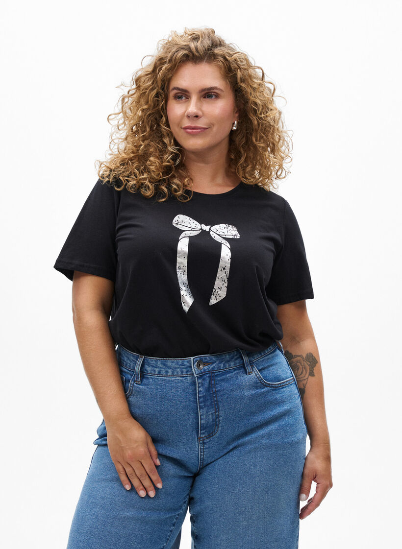 T-shirt imprim&eacute;, Noir, Model image number 0
